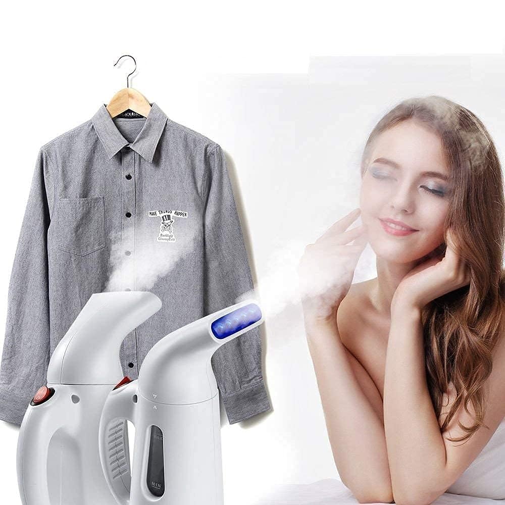 BeauZara Professional 2-in-1 Facial Steamer & Hair Steamer with Handheld Garment Steamer Function | Portable Electric Iron for Skin Care, Hair Treatment & Clothes Wrinkle Removal | Perfect for Home Spa, Salon & Travel Use