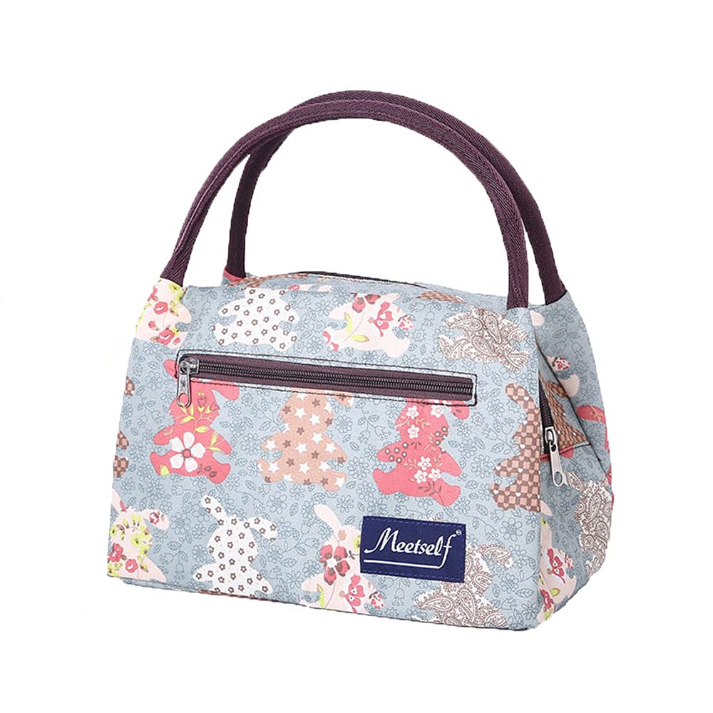 Insulated Lunch Bag with Inner Pocket - Printed Canvas Fabric Reusable Cooler Tote for Men & Women - Perfect for School, Work, Picnic & Outdoor Activities