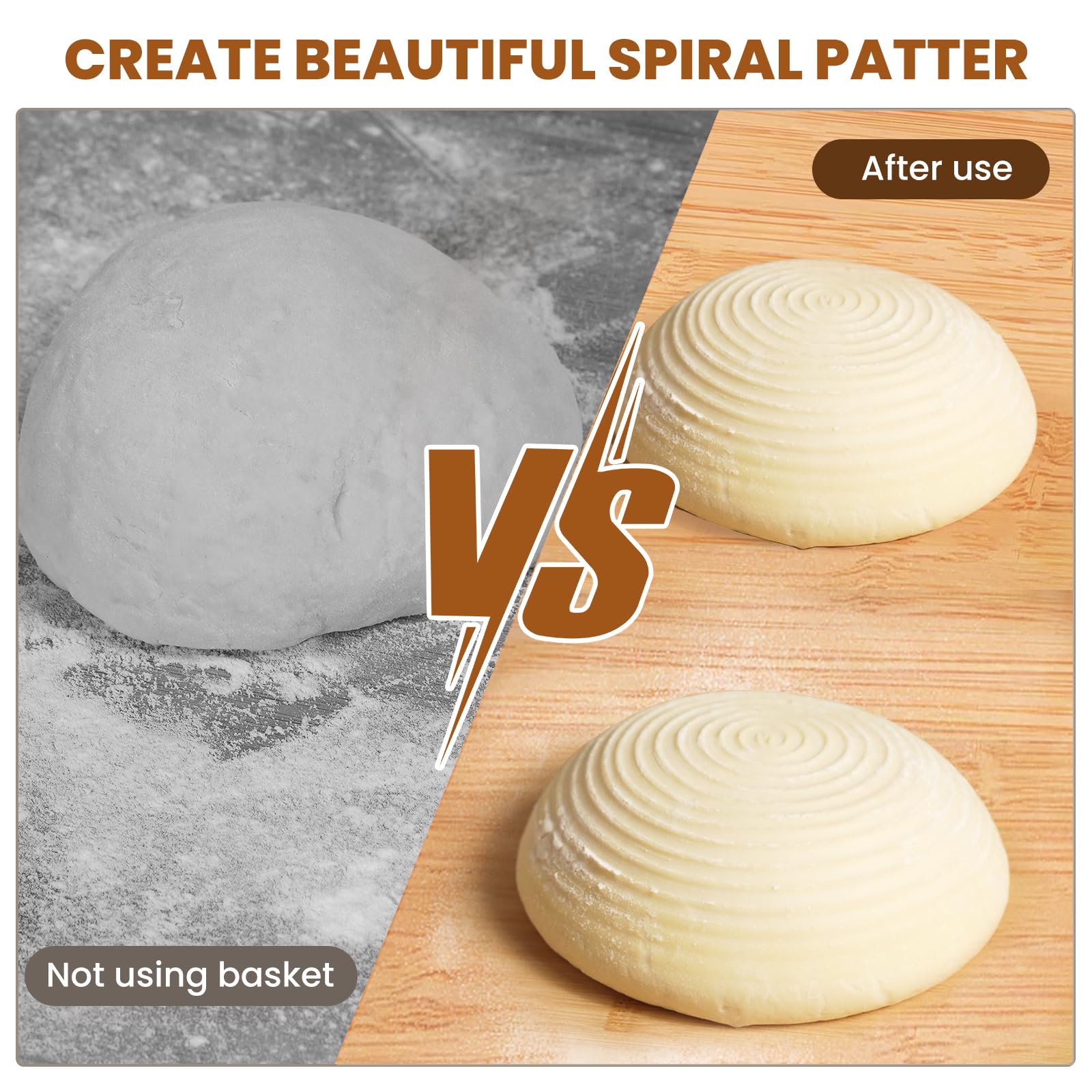 5 Inch Banneton Bread Proofing Basket Set of 6 - Kikcoin Mini Sourdough Bread Baking Supplies - Small Banneton Basket for Artisan Sourdough Bread Making - Perfect for Home Bakers & Professional Bakeries