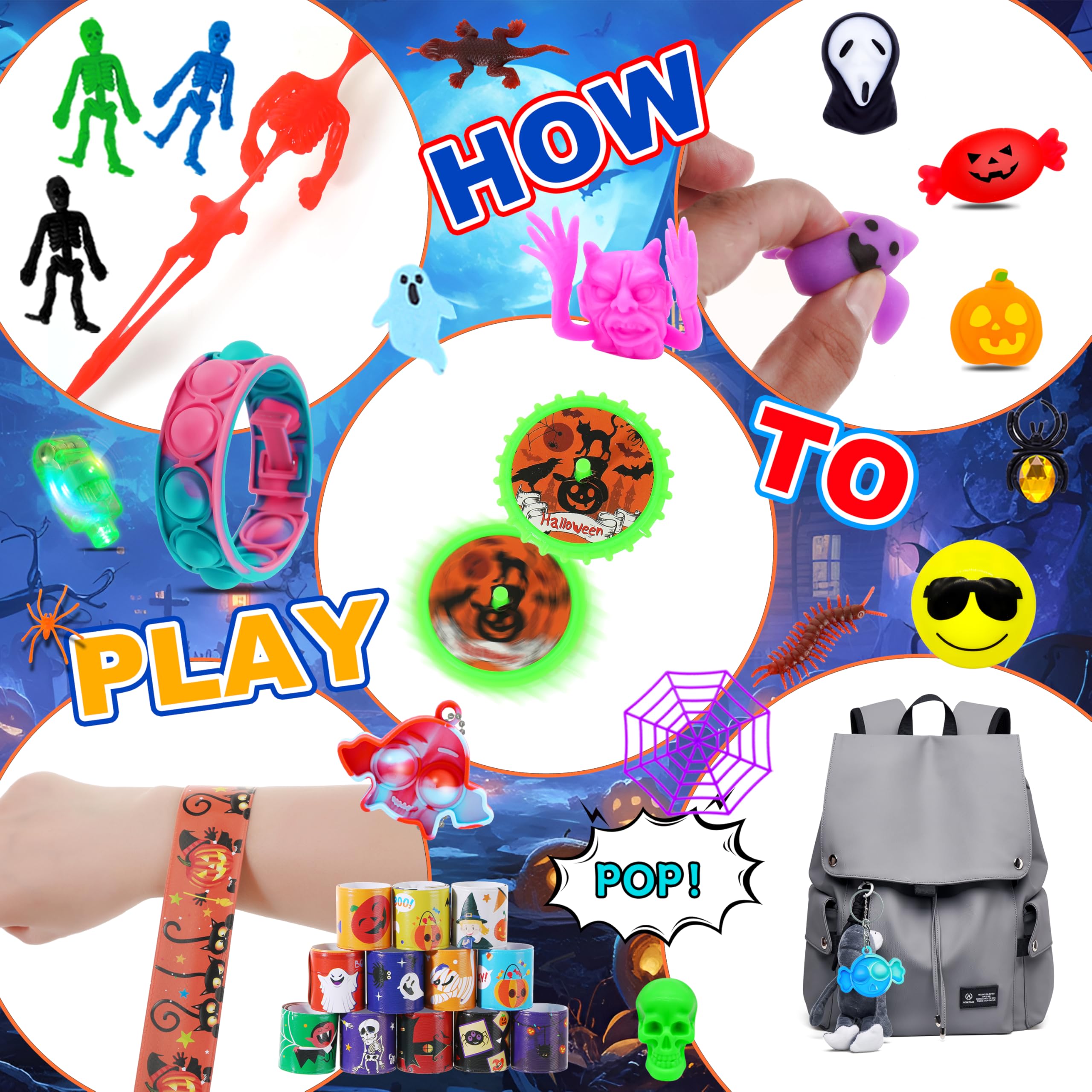 420PCS Halloween Party Favors Bulk Toys - Trick or Treat Bags Fillers, Classroom Prizes, Goodie Bag Stuffers for Kids - Halloween Treasure Box Toys & Party Supplies for Trick-or-Treating, Classroom Rewards & Halloween Gift Exchanges