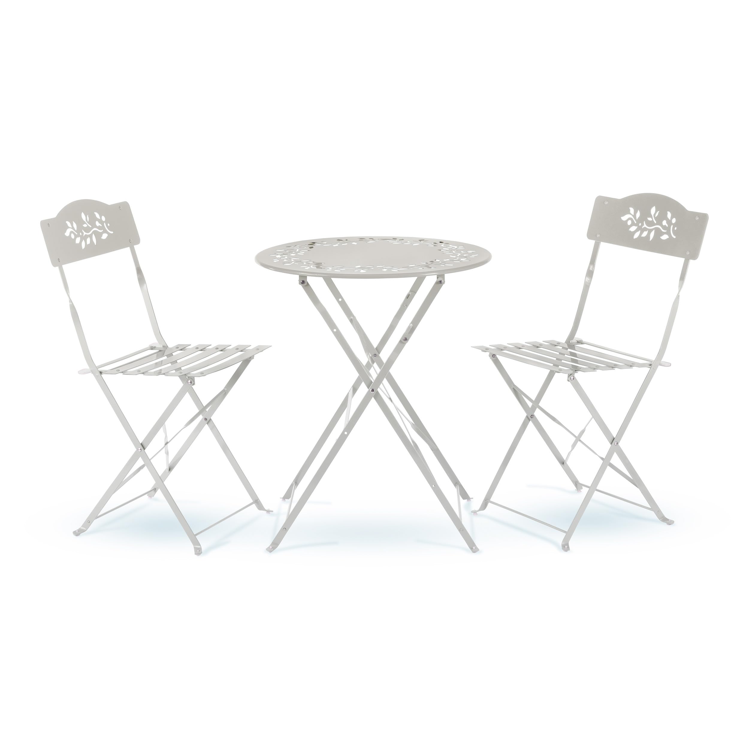 Alpine Corporation 3-Piece Bistro Set - White Folding Table & Chairs for Indoor/Outdoor Use - Perfect for Patio, Garden, Balcony & Small Space Dining