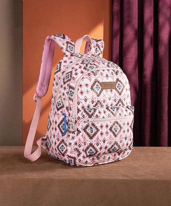 Wrangler Aztec Printed Diaper Bag Backpack - Stylish & Spacious Baby Essentials Organizer for Moms | Perfect for Travel, Daycare & Family Outings
