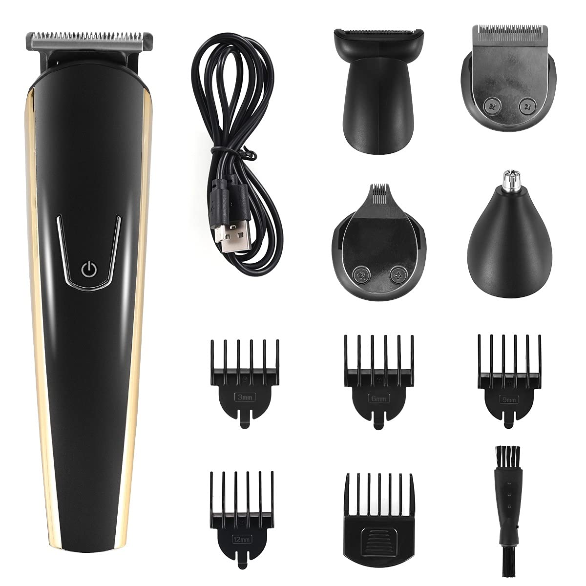 Professional 5-in-1 Electric Hair Clipper for Men - USB Rechargeable Beard Trimmer, Nose Hair Trimmer & Shaver Kit with Storage Base | Perfect for Home Grooming, Travel & Barber Use