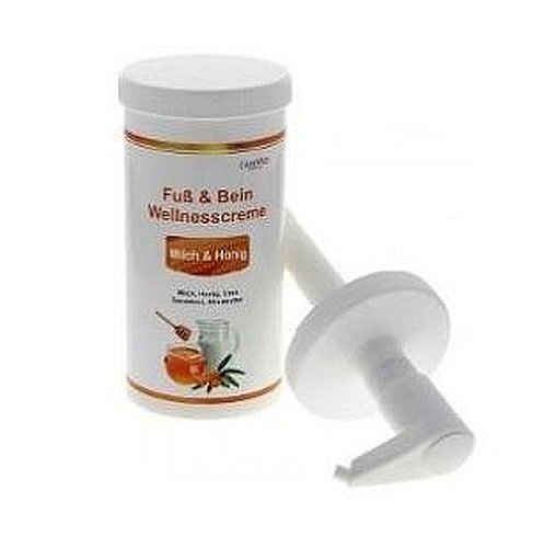 CareMed Foot & Leg Spa Cream - Moisturizing Milk & Honey Formula (450ml) with Pump Dispenser | Deep Hydration for Cracked Heels & Dry Skin | Perfect for Pedicures, At-Home Spa Treatments & Post-Workout Recovery