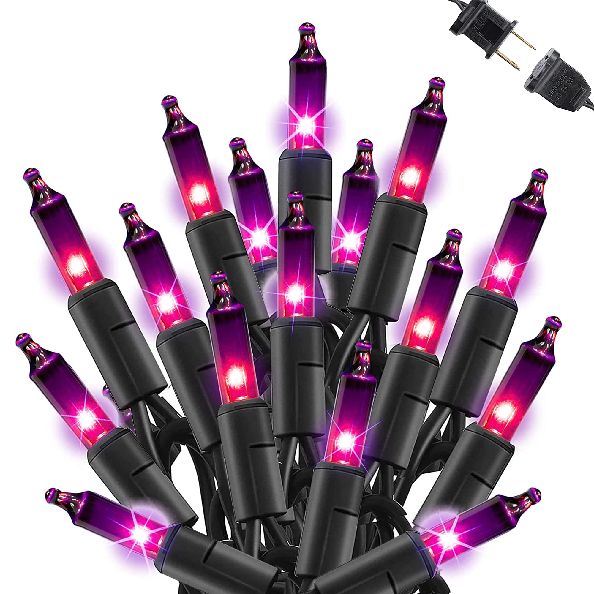 FUNPENY 33FT Halloween String Lights - 150 Mini Clear Fairy Lights for Christmas Tree, Indoor & Outdoor Holiday Decorations - Perfect for Halloween, Xmas Party, Wedding & Home Decoration (Purple)