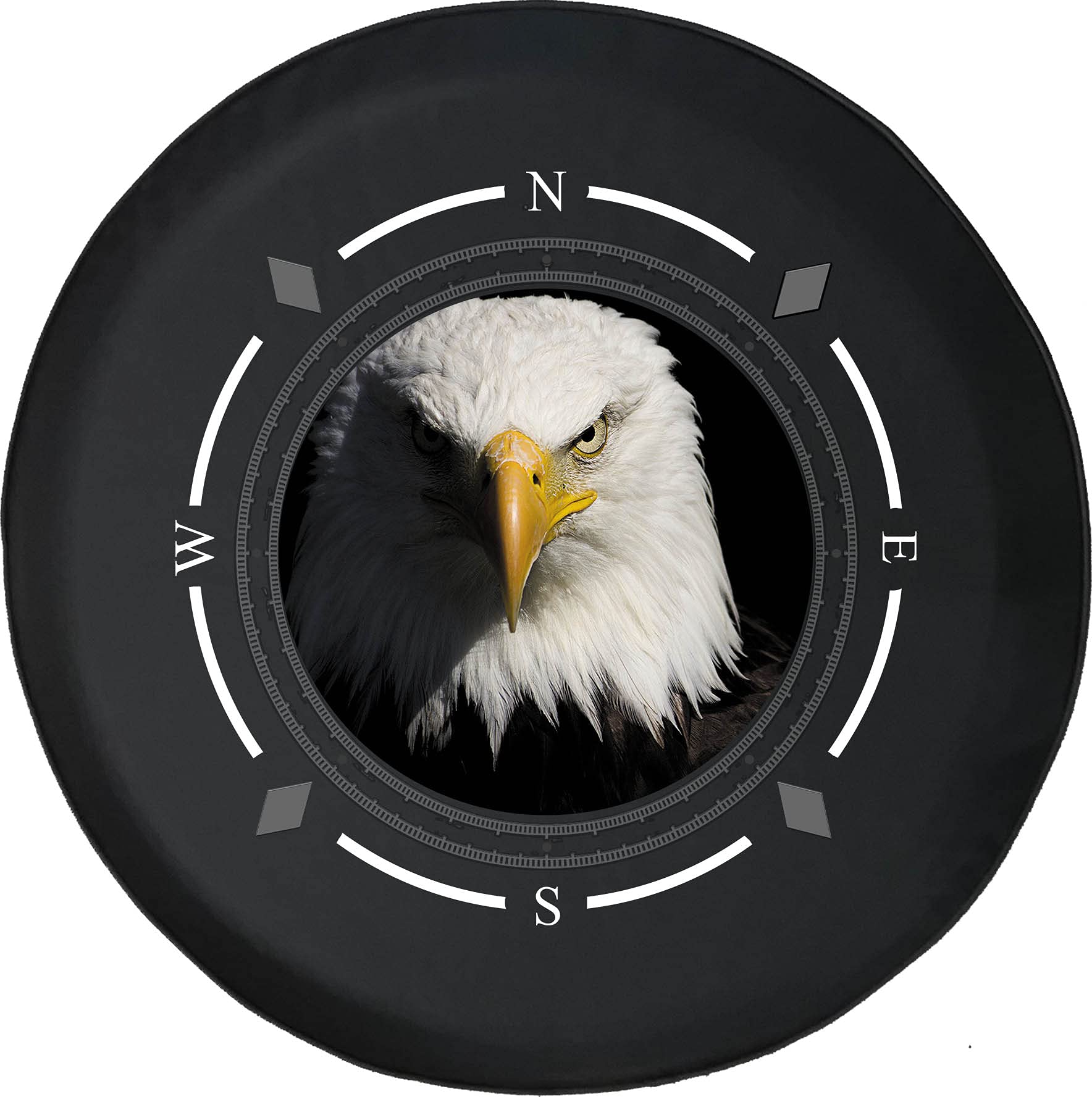 Premium Spare Tire Cover with Compass & American Bald Eagle Design - Universal Fit for SUV, Trailer, RV & Most Vehicles - Durable Wheel Protector for Outdoor Adventures & Road Trips