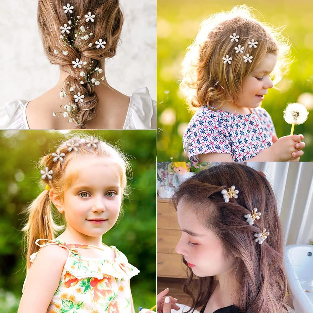 12 Pack Mini Pearl Hair Clips for Women & Girls - Elegant Flower Pearl Wedding Hair Accessories, Bangs Clips, Artificial Pearl Claw Clips for Bridal, Party, Prom & Daily Use