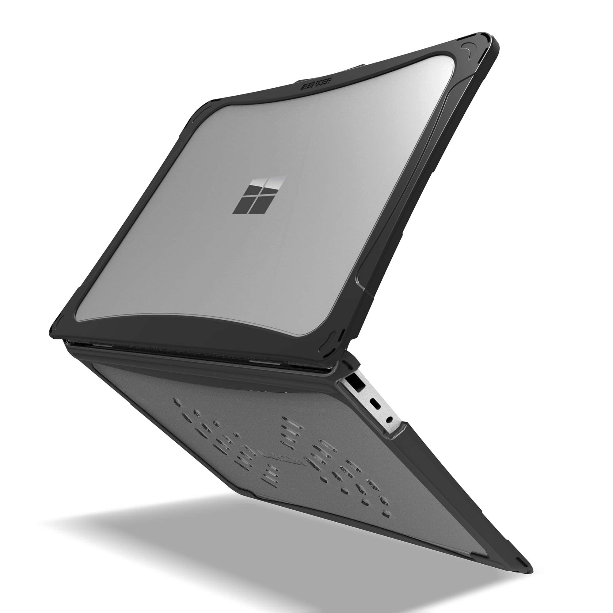 Durable Military-Grade Laptop Case for Microsoft Surface Laptop Go - Shockproof Drop-Tested Protective Cover with Screen Lock (Black) - Perfect for Travel, Work & School