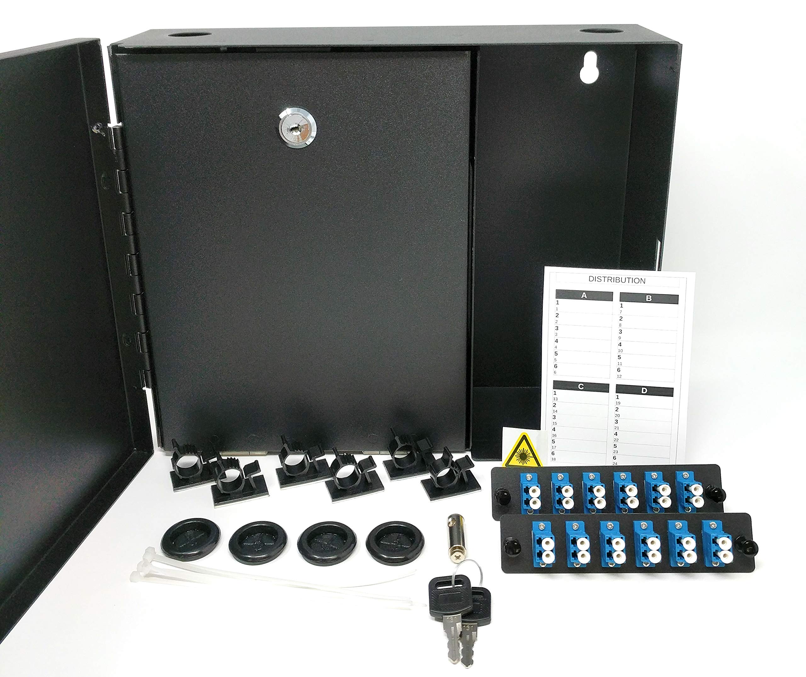 Ultra Spec Cable 2 LGX Lockable Wall Mount Fiber Enclosure - 2 x Loaded Singlemode Duplex LC-UPC LGX Panels Included | Secure Fiber Optic Network Solution for Data Centers & Telecom Installations