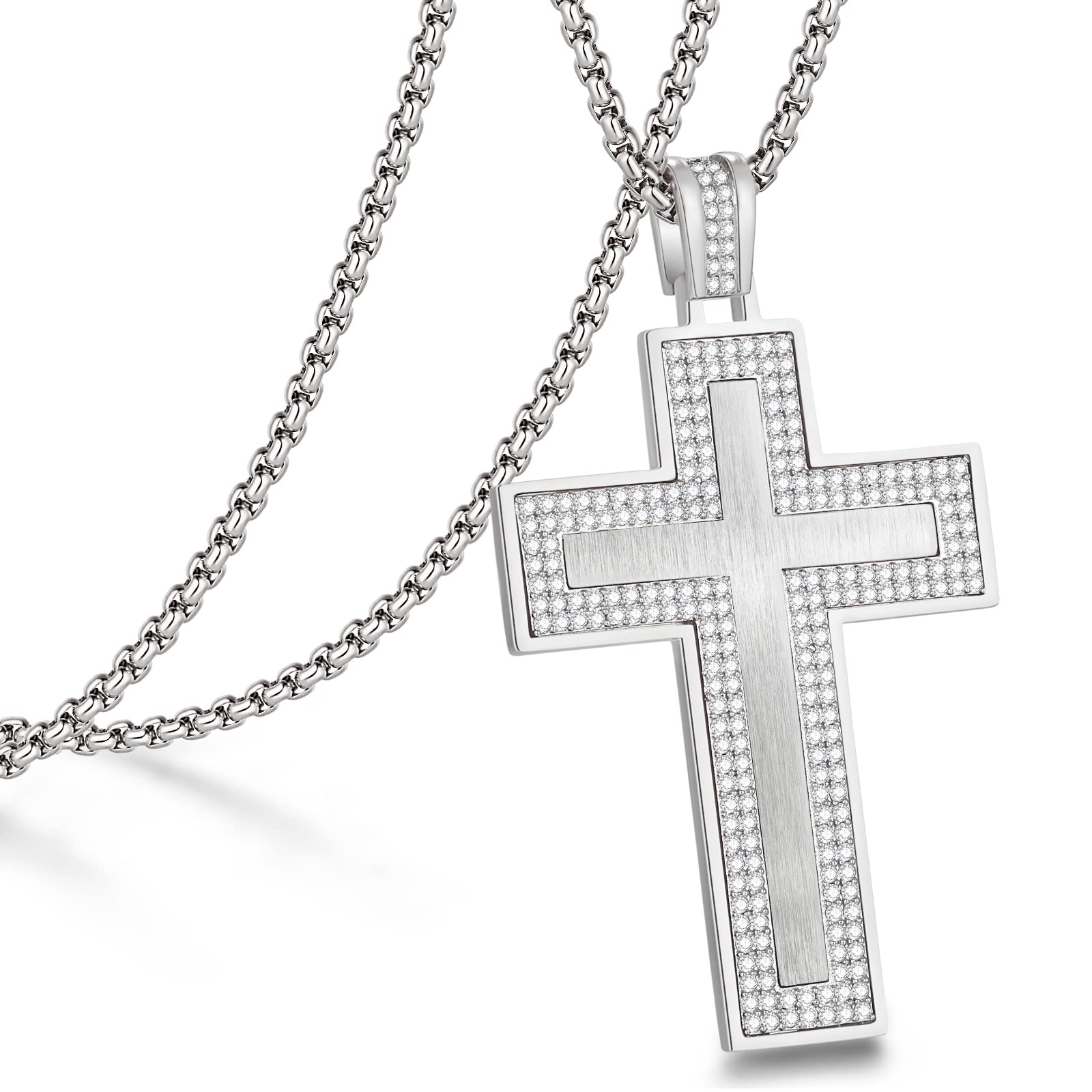 Stainless Steel Cross Pendant Necklace for Men & Women - Religious Jewelry Gift for Birthday, Anniversary, Valentine’s Day - Unisex Neck Chain for Husband, Boyfriend, Son - Perfect for Church, Daily Wear & Special Occasions