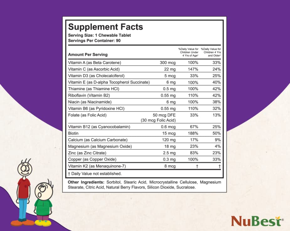 NuBest Tall 10+ Height Growth Supplement for Kids 60 Capsules & Healthy Growth Chewable 90 Tablets for Children 2-9 - Supports Bone Strength and Natural Growth - Ideal for Active Kids, Sports, and School Activities