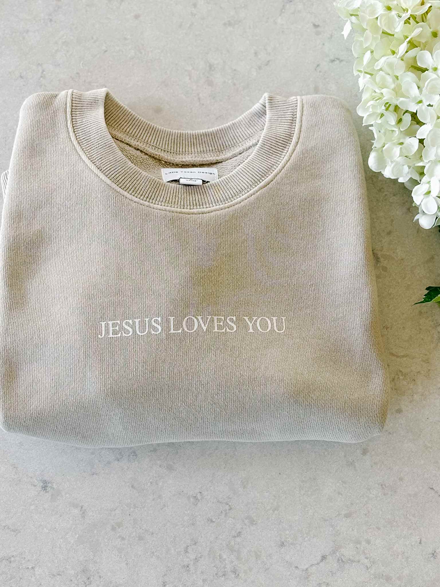 Jesus Loves You Kids Crewneck Sweatshirt - Neutral Color Christian Apparel for Boys & Girls - Perfect for Church, Sunday School & Family Gatherings