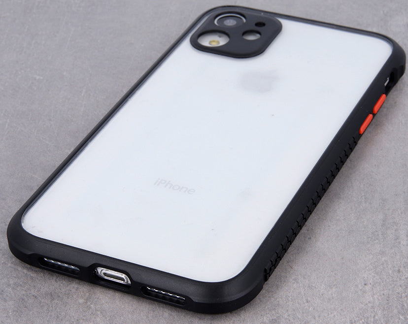 Apple iPhone 7 Hard Shell Case with Colored Buttons - Black | Slim Protective Cover for Everyday Use & Travel