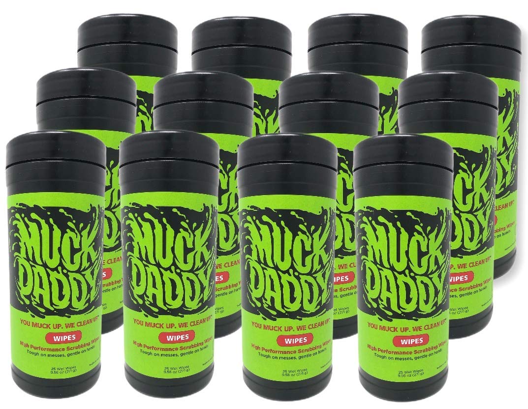 Premium Shop Towels for Hands & Surfaces - 25 Count Large Fast Absorbing Wipes Canister, Fresh Scent (Case of 12) - Ideal for Automotive, Workshop & Household Cleaning