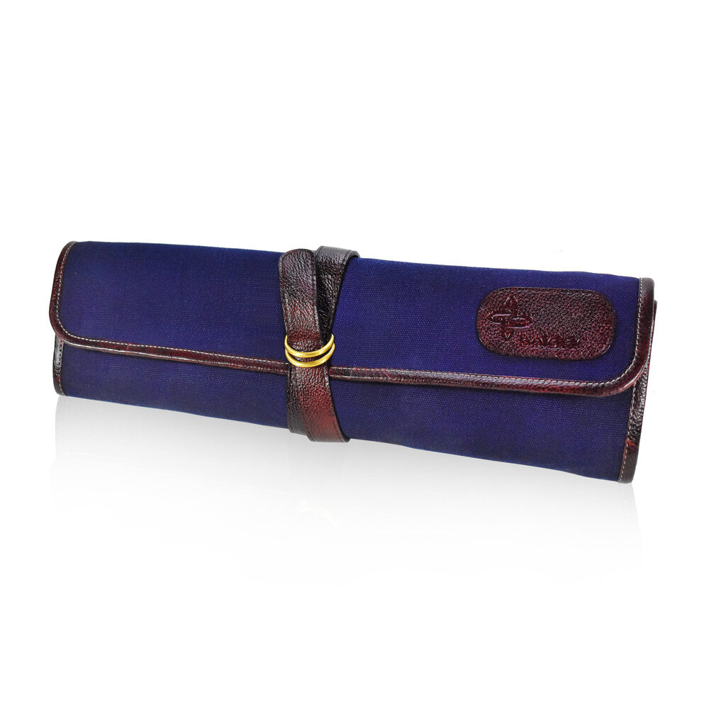 Boldric BOCT109 7-Pocket Navy Canvas DD Hook Tie Knife Bag - Durable Multi-Pocket Tool Organizer for Chefs, Hunters & Outdoor Enthusiasts