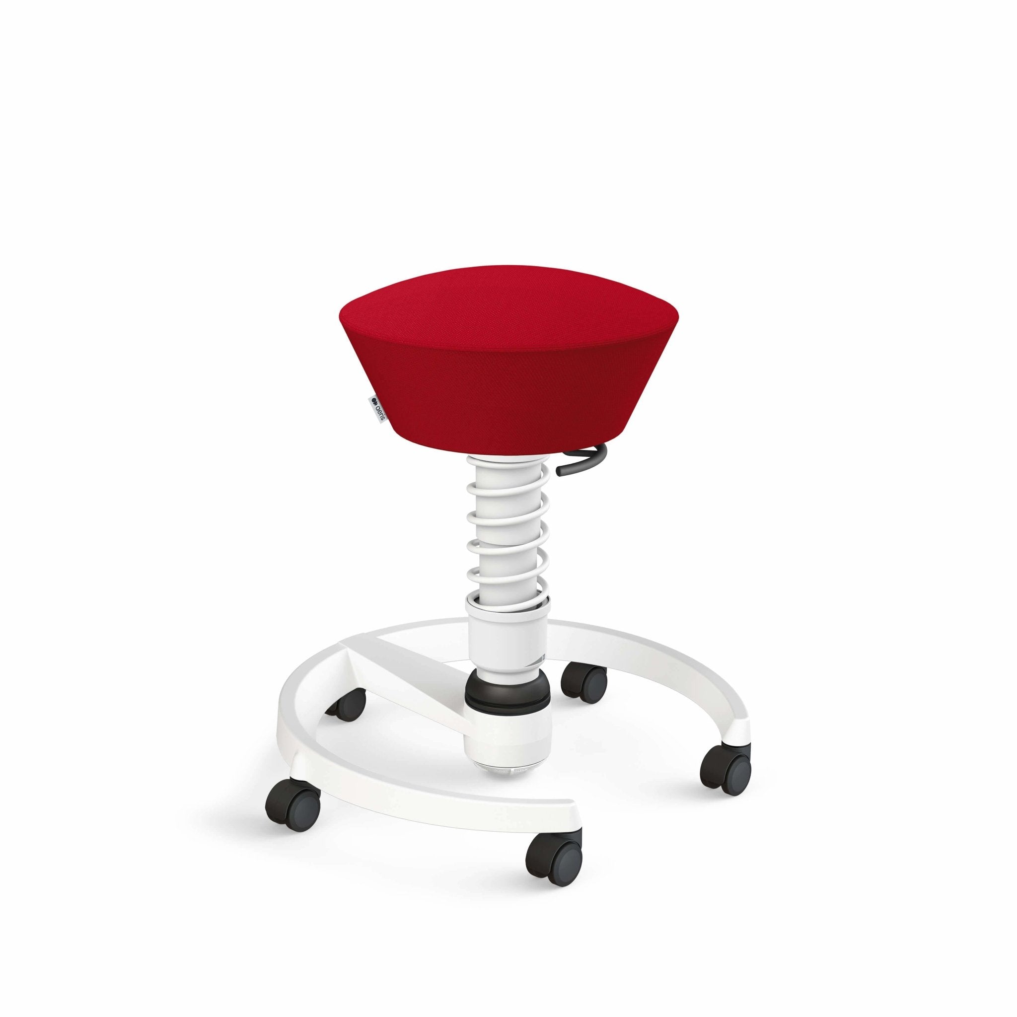 Aeris Swopper Active Sitting Stool with White Castor Wheels - Ergonomic Office Chair Alternative for Home & Workplace - Perfect for Standing Desks, Workstations and Posture Correction