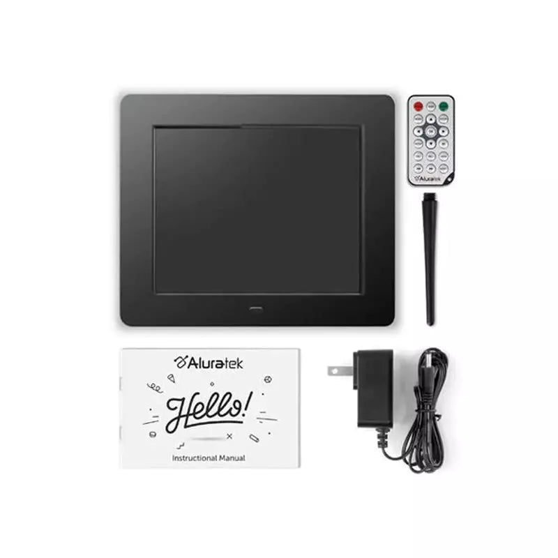 Aluratek 8 Inch Digital Photo Frame with 4GB Built-in Memory - Perfect for Home, Office & Gift Giving - Display Family Photos & Memories in HD