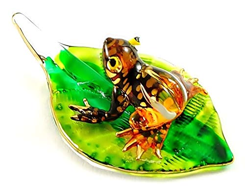 Handmade Glass Frog Figurine - Mini Orange Animal Decor for Home & Office