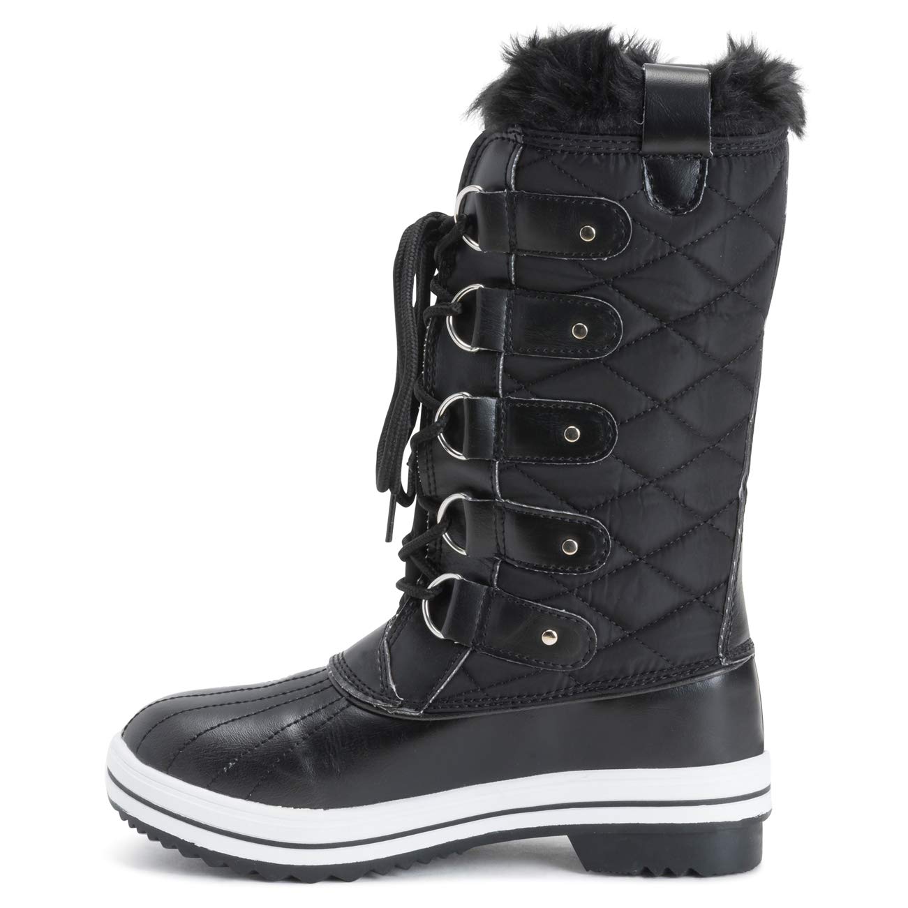 Polar Women's Waterproof Nylon Tall Winter Snow Boots - Warm Insulated Snow Boots for Women, Slip Resistant & Comfortable for Snowy Weather, Hiking & Outdoor Activities