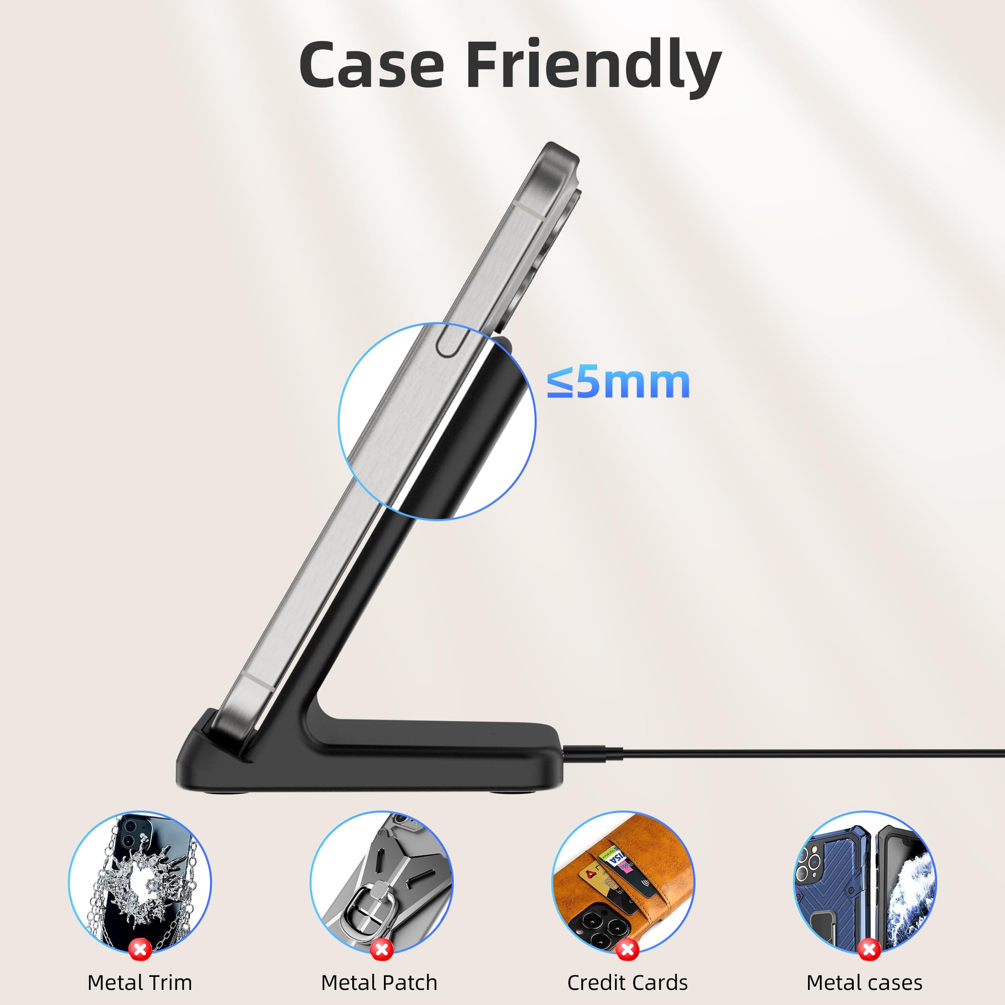 Zestiq 15W Fast Wireless Charging Stand - Qi Certified for iPhone 16/15/14/13/12/11 Pro Max Plus & Samsung Galaxy S25/S24/S23/S22/S21/S20/S10 - Perfect for Bedside, Office Desk & Nightstand Charging