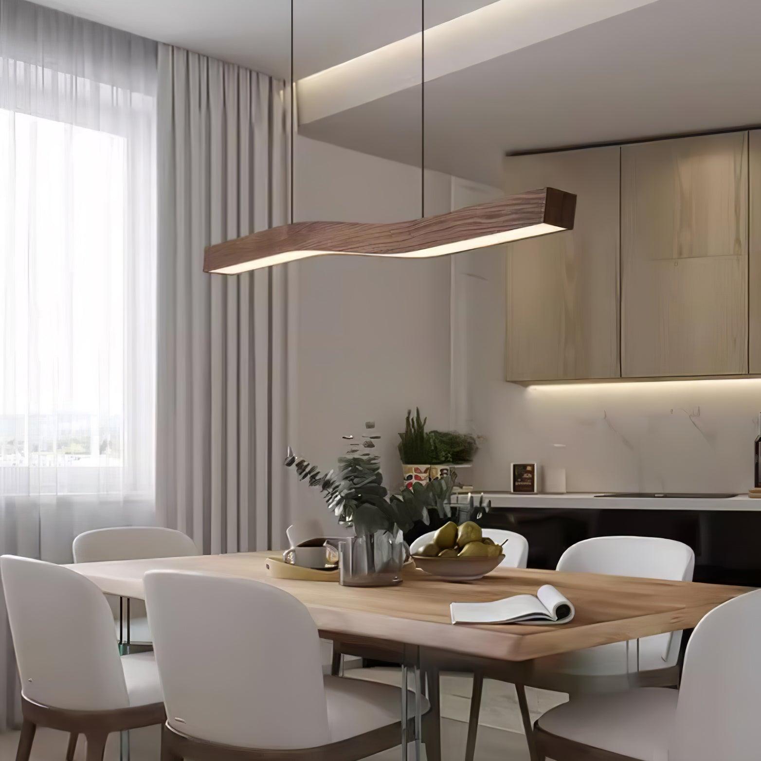 Modern Camur Linear Pendant Light - Sleek Minimalist Hanging Fixture for Kitchen Island, Dining Room & Living Room Lighting