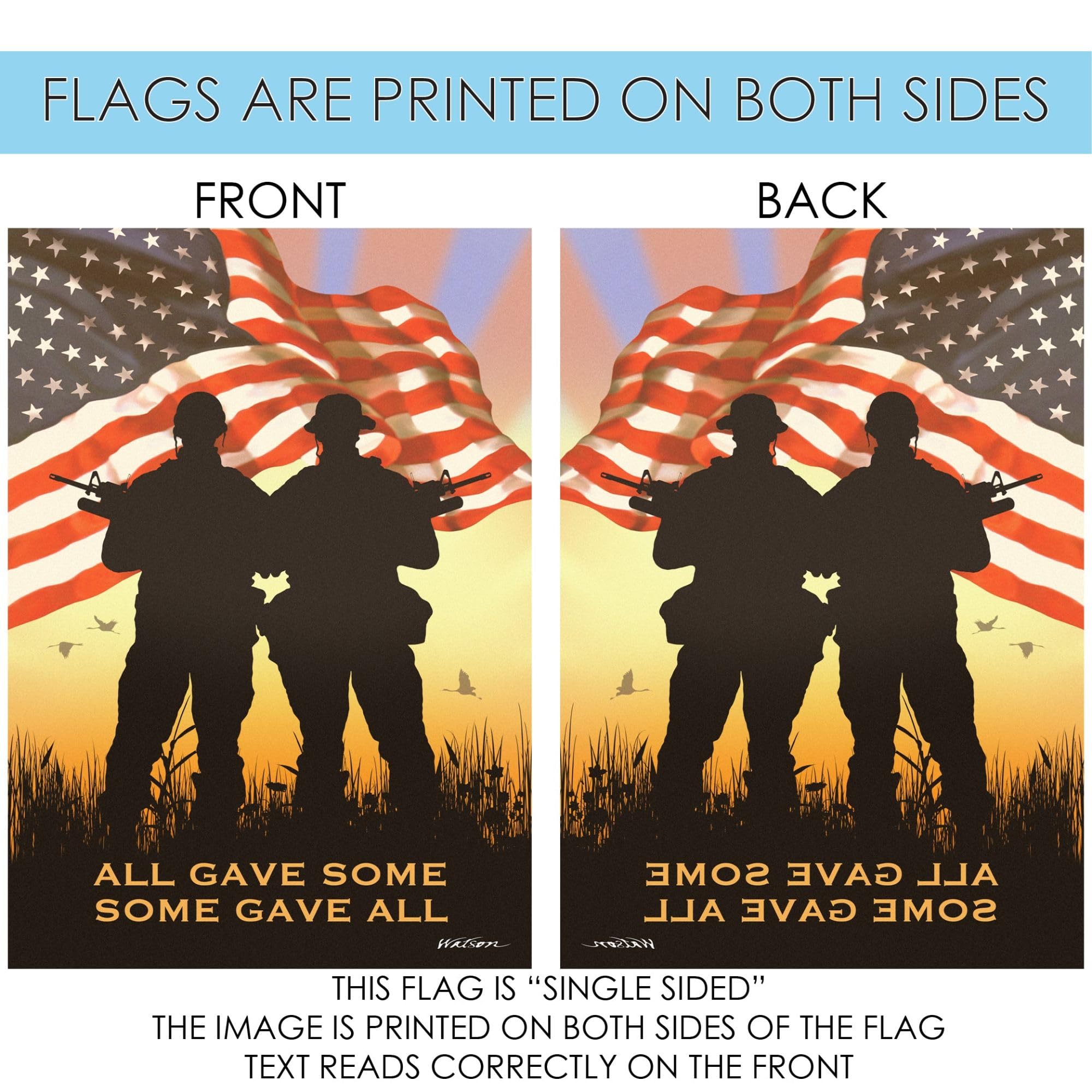 Toland Home Garden 1010398 Double Sided Patriotic American Flag 28x40 Inch - All Weather Outdoor Military Yard Decoration for House, Garden & Porch | Perfect for Memorial Day, Veterans Day & 4th of July Celebrations
