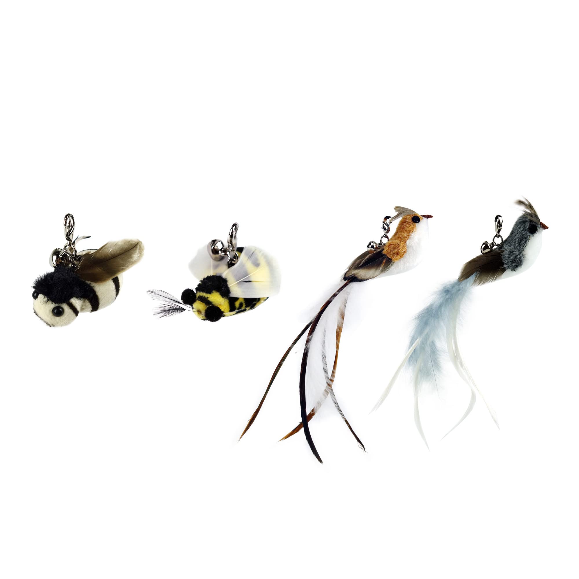 **4PCS Cat Feather Toy Refills - Simulation Insects & Bird Feathers for Cat Wand - Interactive Play & Exercise for Indoor Cats - Perfect for Teasing, Chasing & Hunting Games**