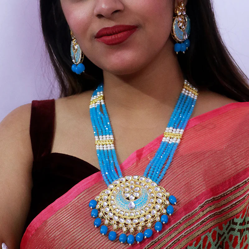 Luxury Gold Plated Royal Kundan Long Necklace for Women - Elegant Indian Bridal Jewelry for Weddings, Parties & Special Occasions