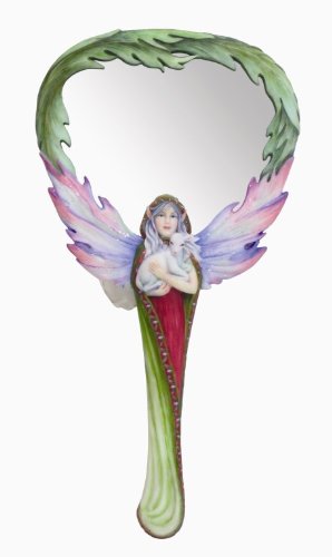 Jody Bergsma Winter Magic Fairy Hand Mirror - Elegant Resin Figurine Vanity Decor for Home, Bedroom & Gift Giving