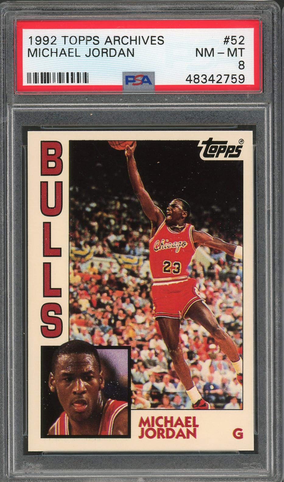1992 Topps Archives Michael Jordan #52 Basketball Card PSA 8 Graded - Perfect for NBA Collectors, Sports Memorabilia Display & Investment