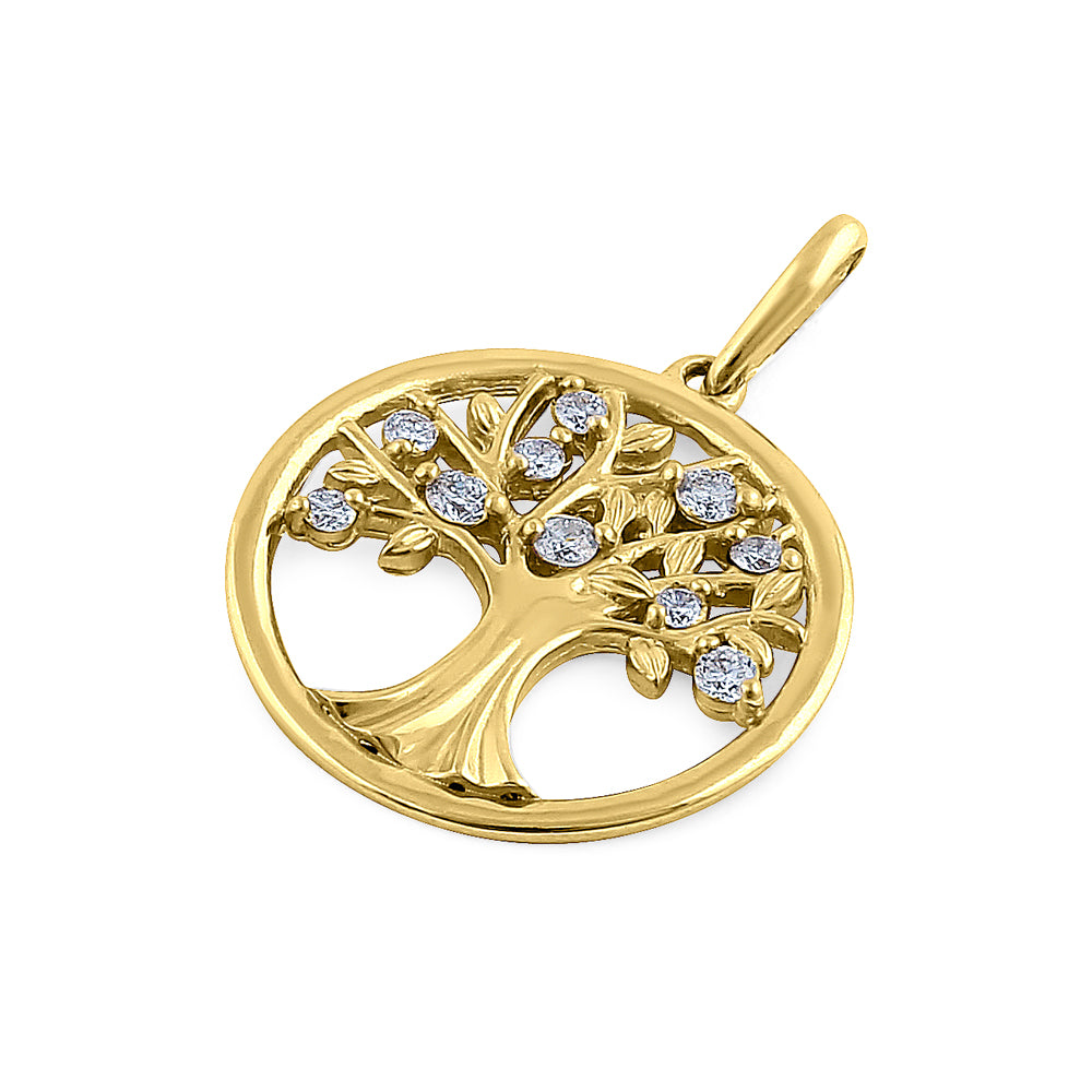 14K Solid Yellow Gold Tree of Life Pendant with Diamonds - Elegant Jewelry Gift for Women, Perfect for Anniversaries, Birthdays & Special Occasions