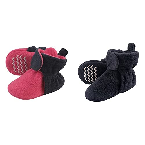 Hudson Baby Fleece Booties 2-Pack - Pink & Navy for 18-24 Months - Cozy Winter Footwear