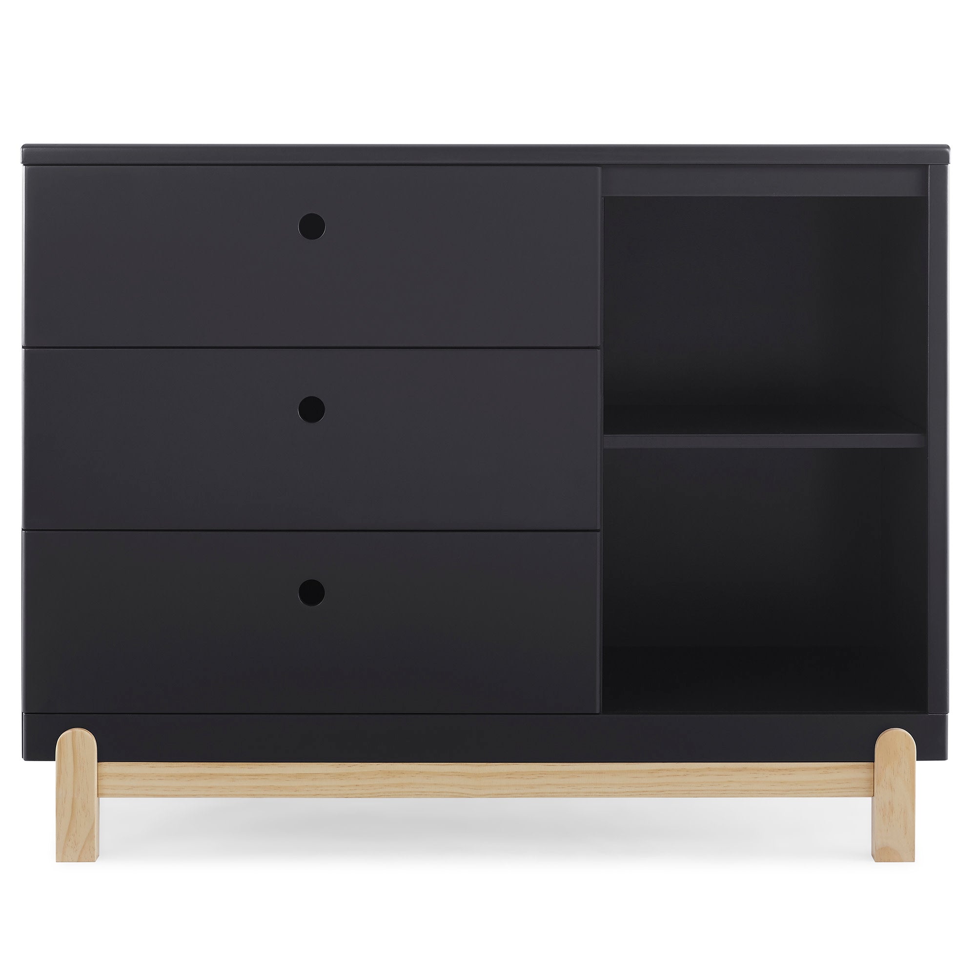 Poppy 3 Drawer Dresser with Cubbies - Modern Wooden Storage Cabinet for Bedroom, Nursery & Kids Room Organization - Perfect for Clothes, Toys & Accessories