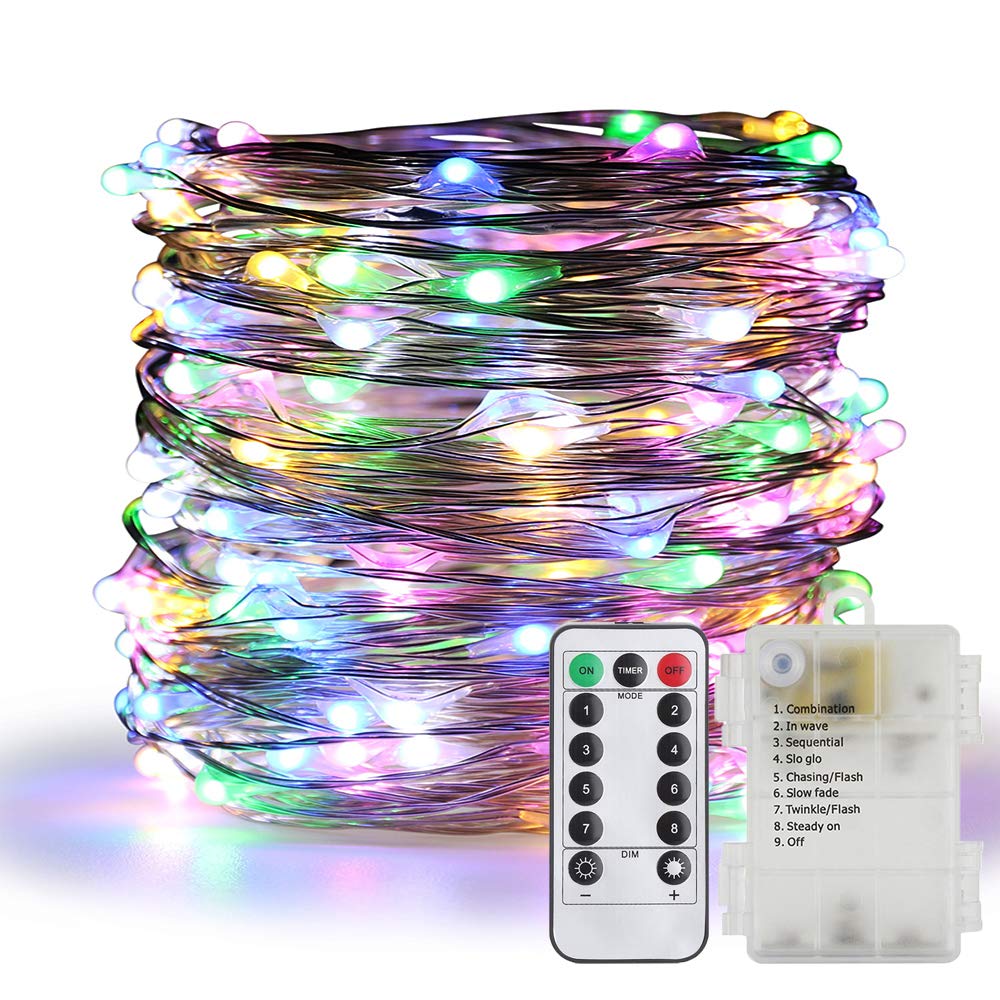 200 LED Battery Operated Waterproof Fairy String Lights with Remote - 66ft Silver Coated Copper Wire, 8 Lighting Modes & Timer - Perfect for Christmas Decorations, Bedroom, Wedding, Party & Outdoor Lighting (Multicolor)