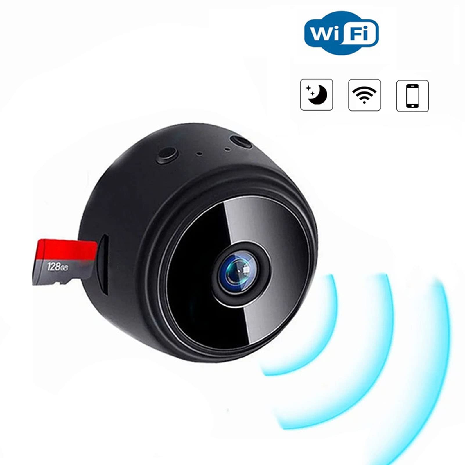 A9 WiFi Indoor Security Camera - 1080P HD Wireless Pet & Baby Monitor with Magnetic Mount - Mini Home Surveillance Camera (Black) for Nursery, Pet Room & Office Monitoring