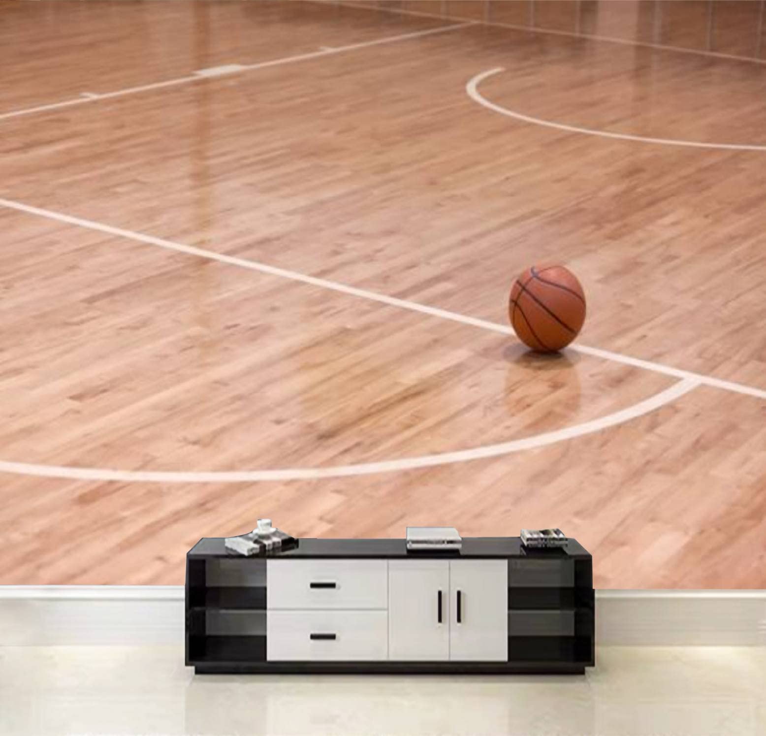 QDAXZJPRLB Self-Adhesive Basketball Court Wallpaper Mural - Peel & Stick Removable Wall Sticker for Home Decor, Living Room, Bedroom, Game Room & Man Cave | Easy DIY Installation