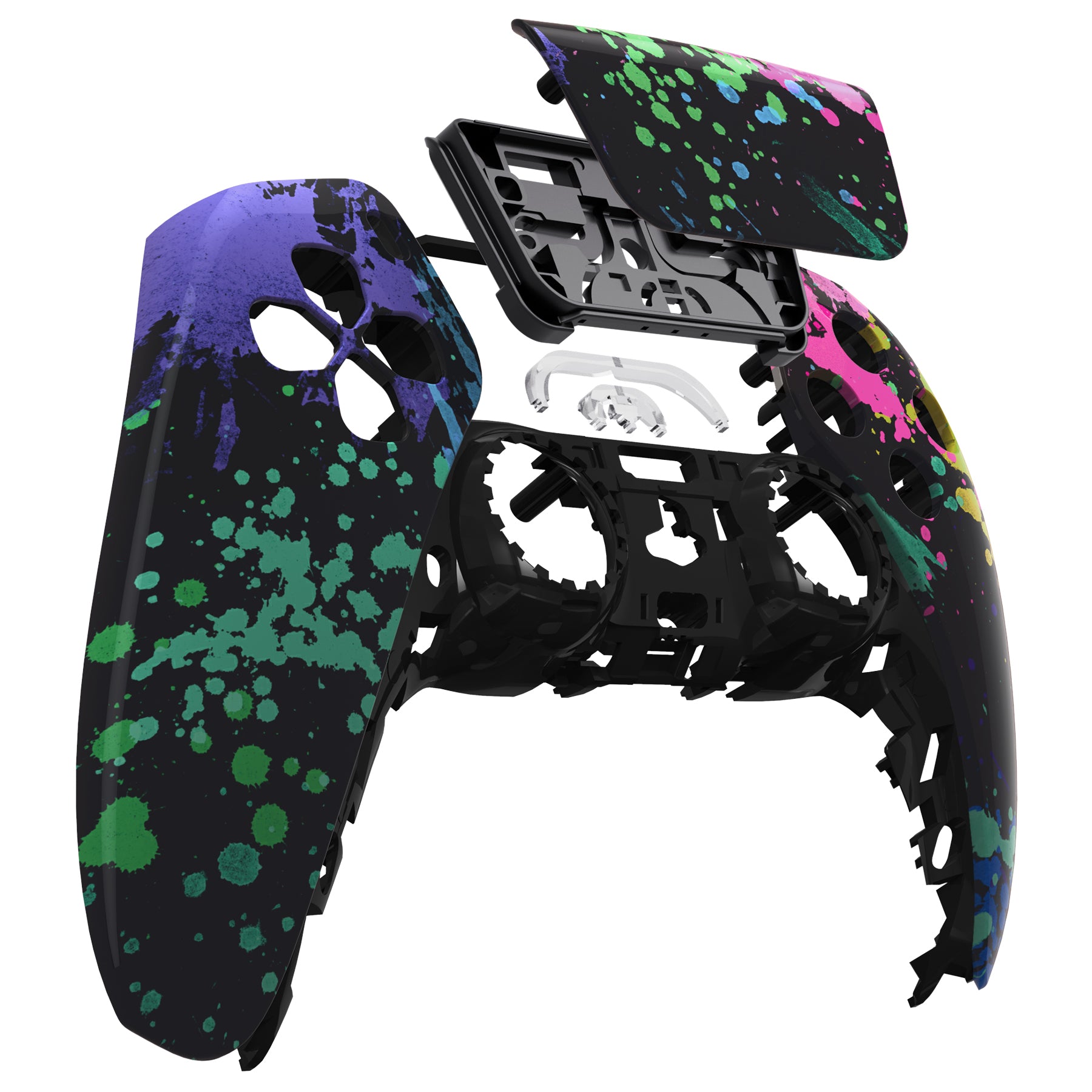 eXtremeRate PS5 Controller Front Housing Shell Replacement - Compatible with BDM 010/020/030/040/050 Models - Watercolor Splash Design - DIY Customization for Gaming Enthusiasts - Perfect for Controller Repair & Personalization