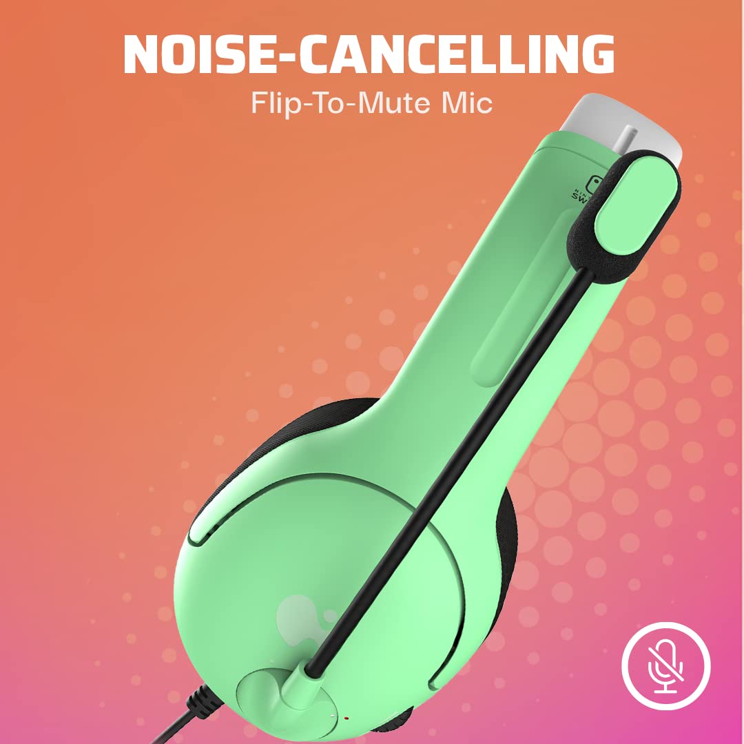 PDP Gaming LVL40 Stereo Headset with Microphone for Nintendo Switch/Switch Lite/OLED - Wired Noise Cancelling Mic, Lightweight Comfortable On-Ear Headphones (Animal Crossing Blue & Green) - Perfect for Gaming, Streaming & Online Classes