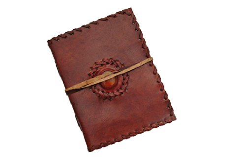 Premium Leather Stone Journal with Strap - Handcrafted Travel Notebook for Writing, Sketching & Outdoor Adventures - Perfect Gift for Writers & Adventurers
