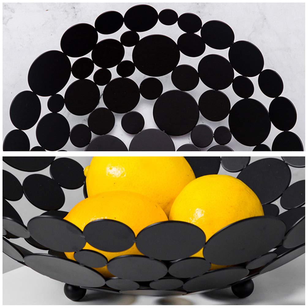 Hemoton Decorative Iron Dish Plate - Hollow Round Fruit & Vegetable Holder, Petal-Shaped Storage Basket for Kitchen, Dining, Party Serving | Perfect for Home Decor, Fruit Display, and Party Snack Serving
