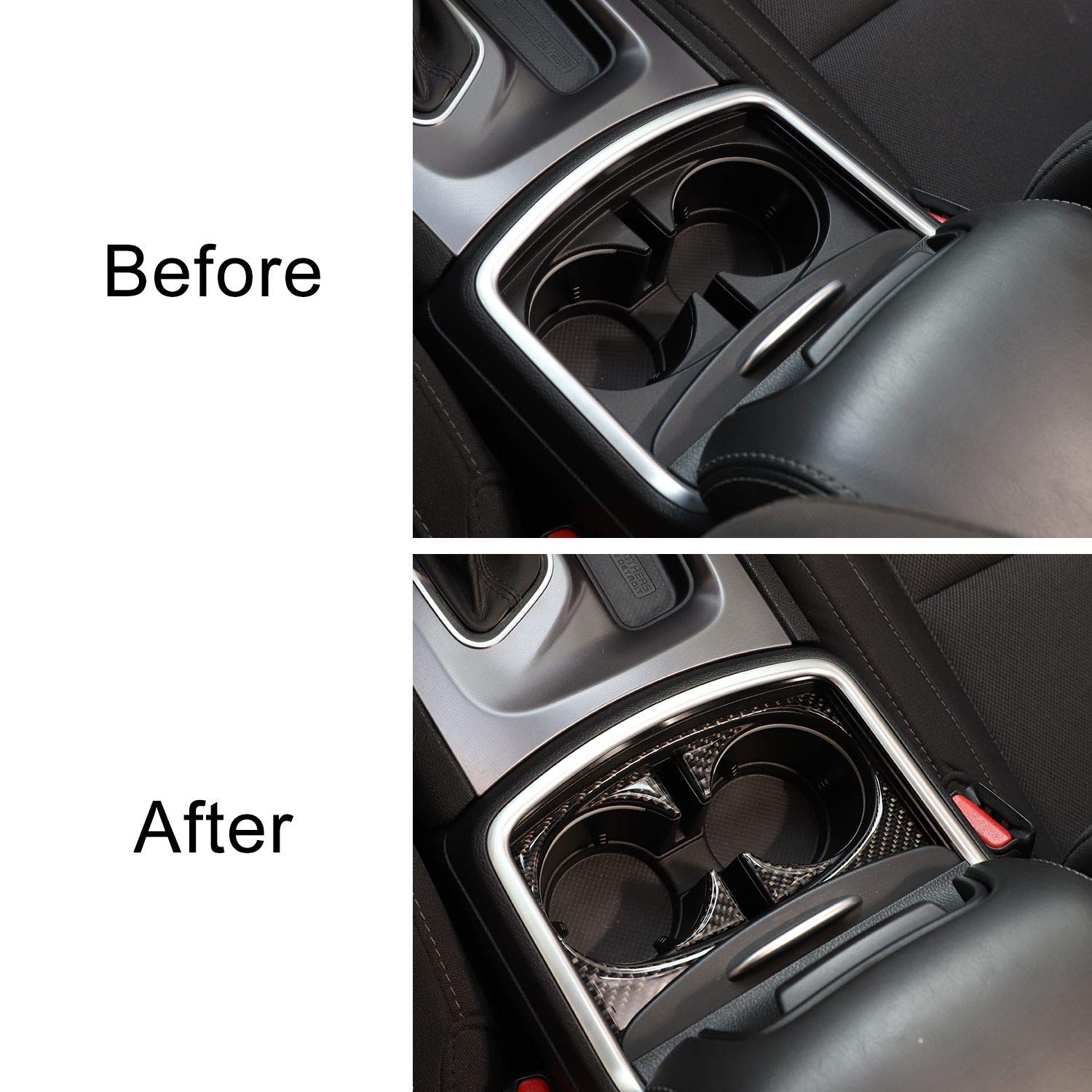 Carbon Fiber Gear Shift Shifter & Cup Holder Panel Trim Kit (6pcs) - Interior Upgrade for 2015-2025 Dodge Charger - Premium Accessories for Enhanced Driving Experience