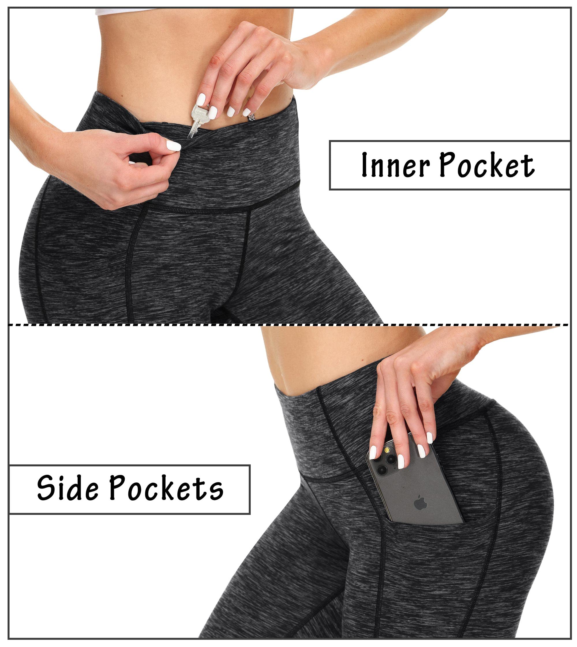 Healthyoga High Waist Yoga Pants with Pockets for Women - Breathable Workout Leggings & Tights for Yoga, Gym, Running & Lounge Wear