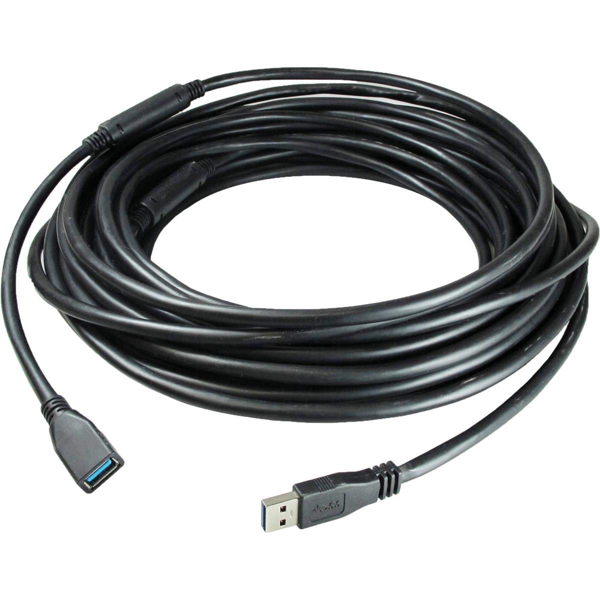 Premium USB 3.0 Active Extension Cable (Male to Female) 50ft with Signal Booster - High-Speed Data Transfer for Pro AV/IT Equipment, Home Theater, Gaming & Office Setup