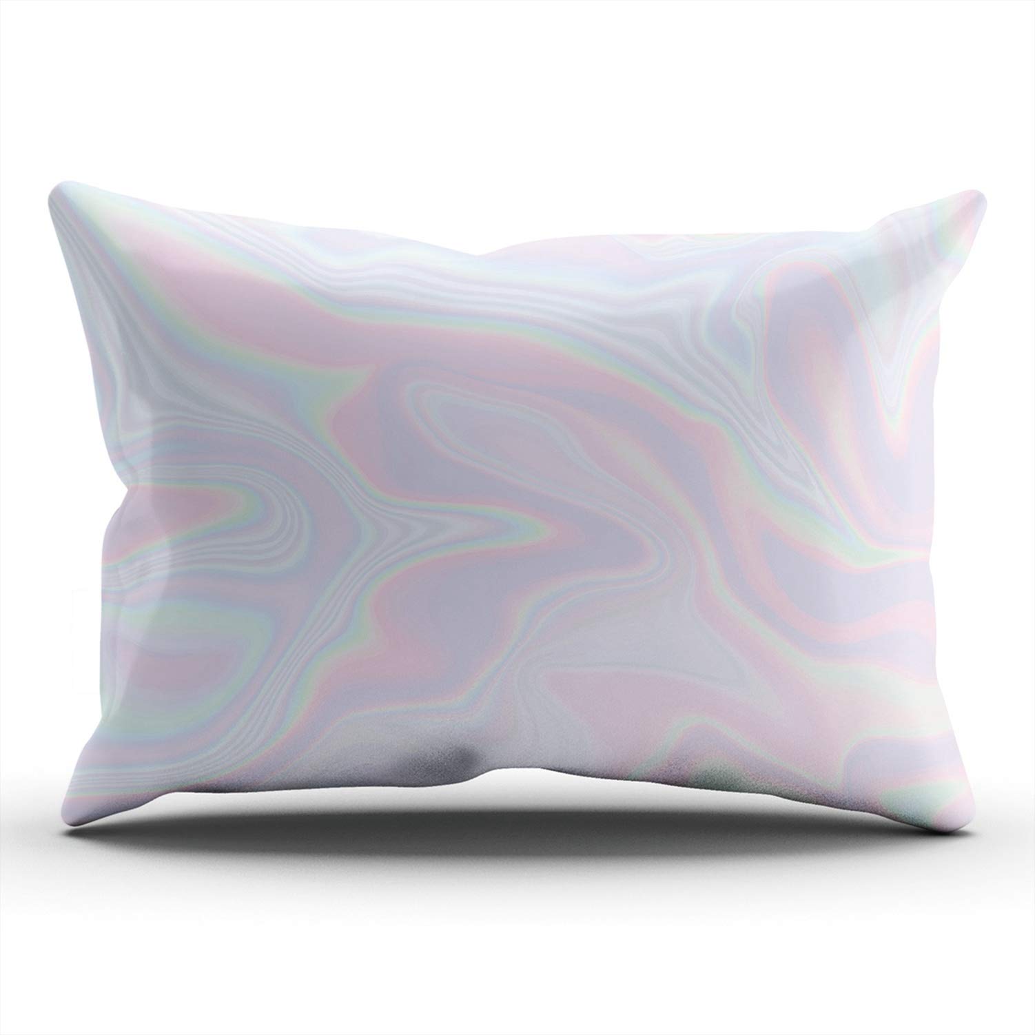 Holographic Pillow Covers - Pastel Neon Colors, Durable Modern Decorative Throw Pillow Cases (12x24 Inches) - Custom One-Side Printed Lumbar Pillow for Sofa, Bed & Home Decor