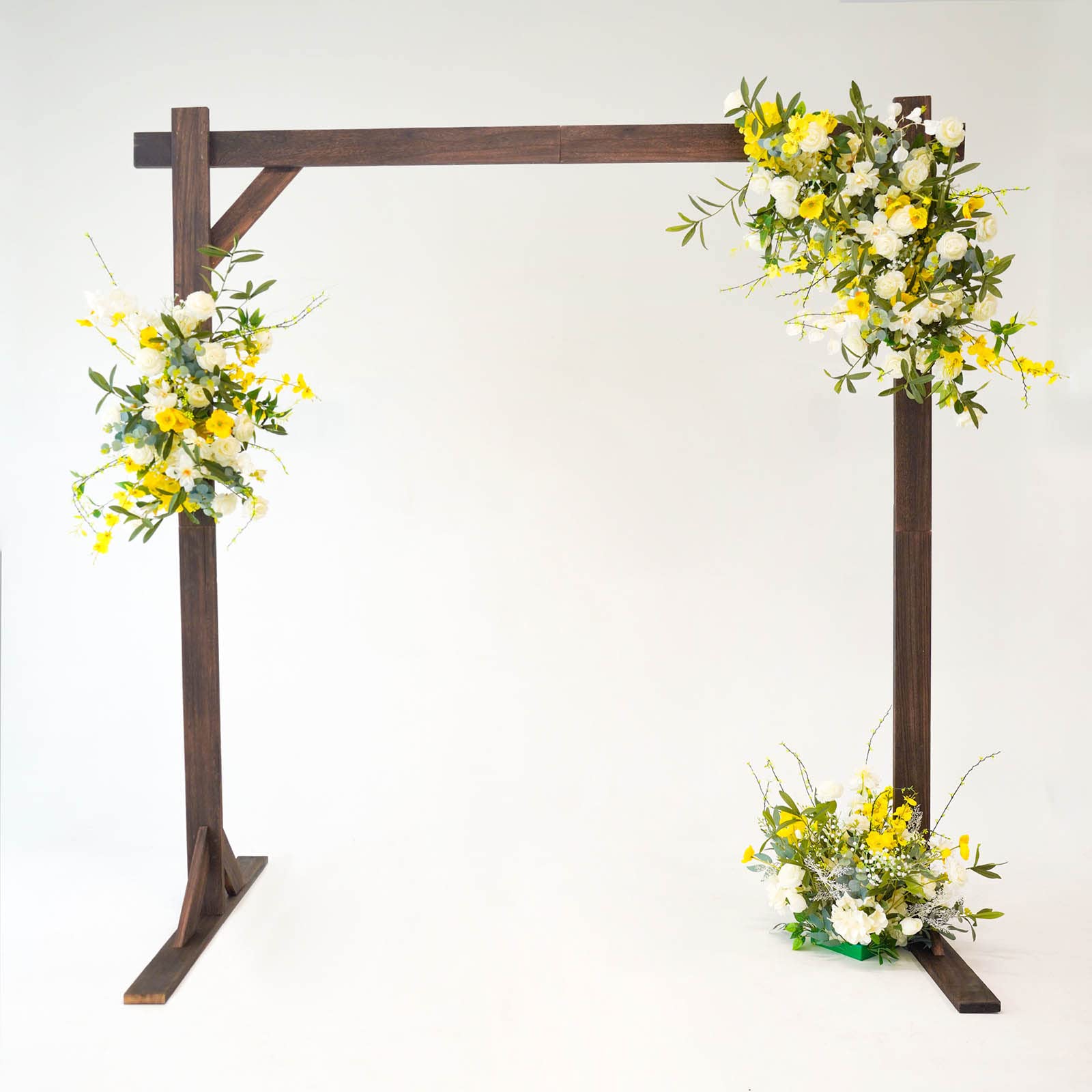 7FT Rustic Rectangle Wooden Backdrop Stand - Wedding Arch for Ceremony, Photo Booth, Party Decor - Brown Wood Background for Indoor/Outdoor Events
