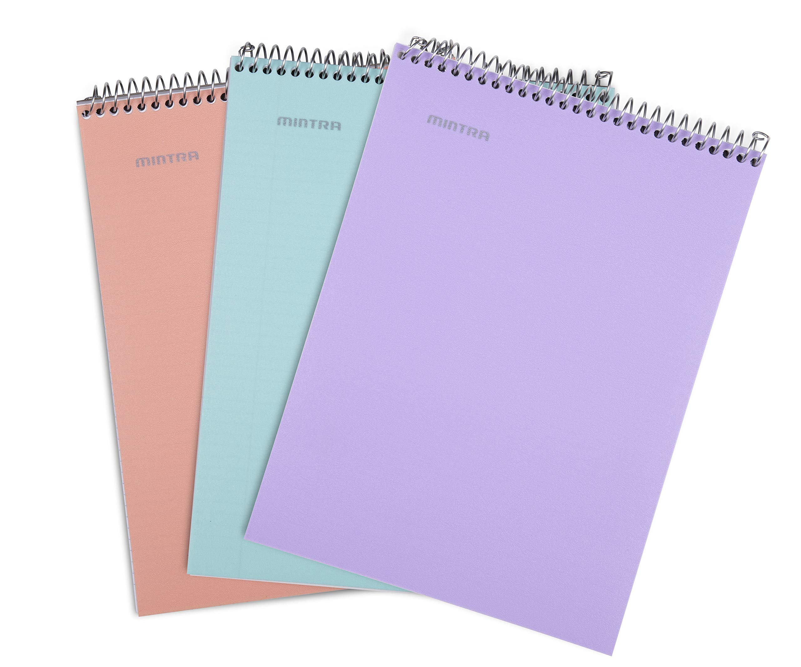 Premium Spiral Notebook 3-Pack - College Ruled, Durable Cover, 3 Colors (Lavender, Salmon, Sage Green) for School, Office & Journaling | Mintra Office Top Bound Notebooks