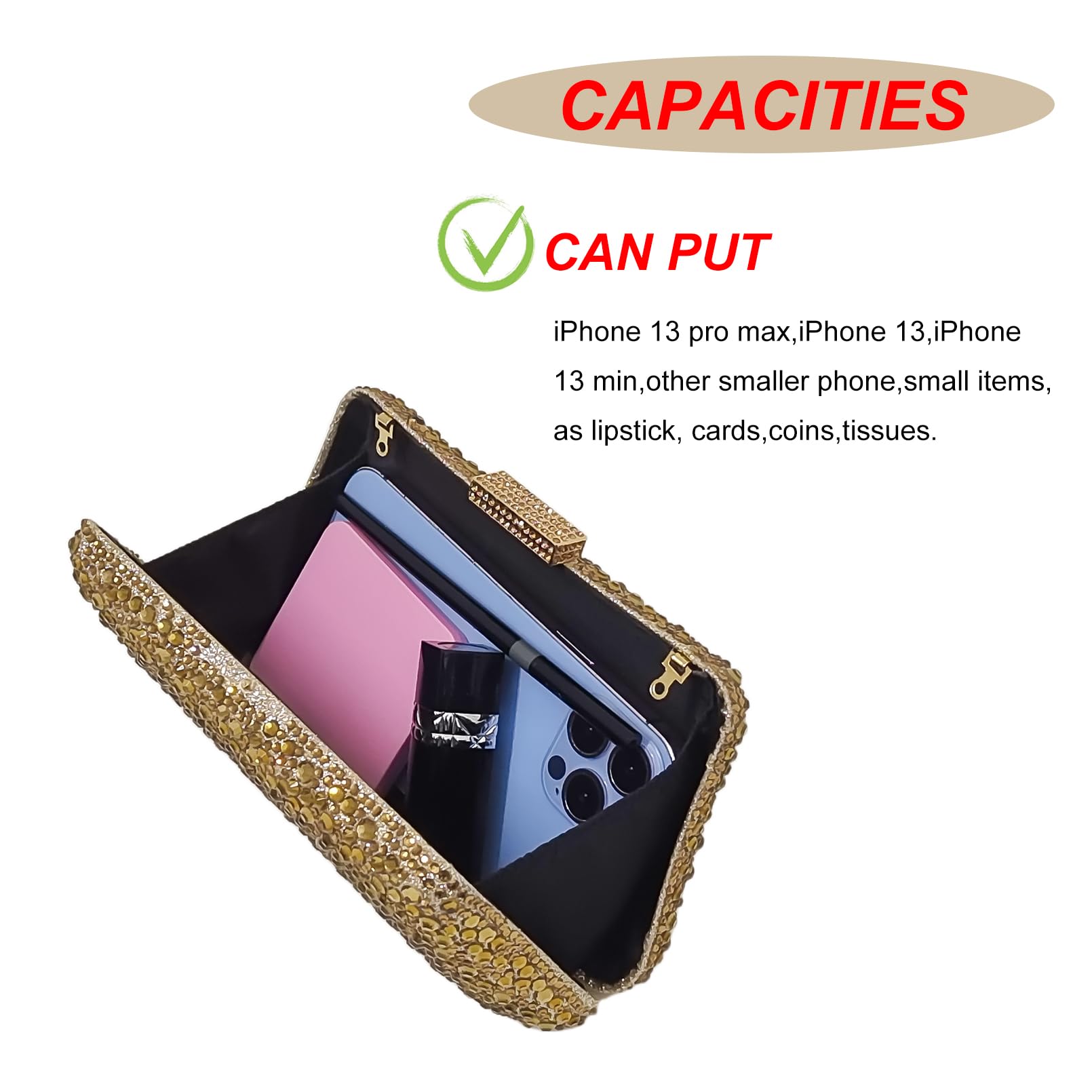 Sparkly Rhinestone Clutch Handbag for Women - Crystal Evening Purse with Gemstones for Party, Wedding & Special Occasions | Elegant Accessory for Prom, Cocktail Events & Formal Gatherings