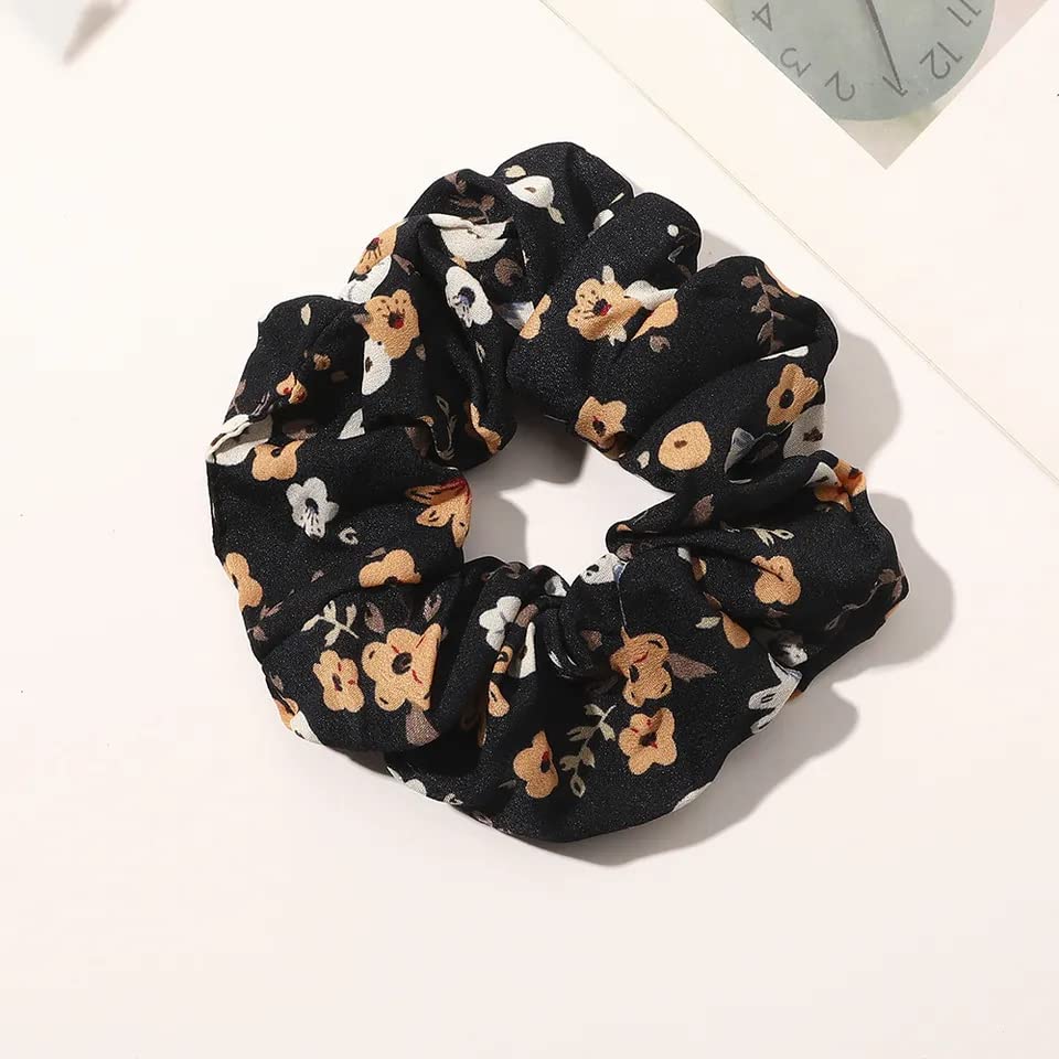 Blubby 12 Pcs Chiffon Hair Bands - Soft Ponytail Holders & Floral Hair Scrunchies for Women Girls - Hair Accessories Set for Everyday, School, Party & Wedding (12 Random Designs)