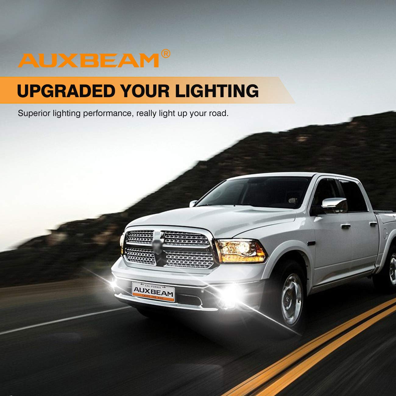 Auxbeam DOT Approved LED Fog Lights for Dodge Ram 1500 (2013-2018) - Bright Bumper Driving Lamps, Chrome Housing - Perfect for Night Driving & Off-Road Adventures