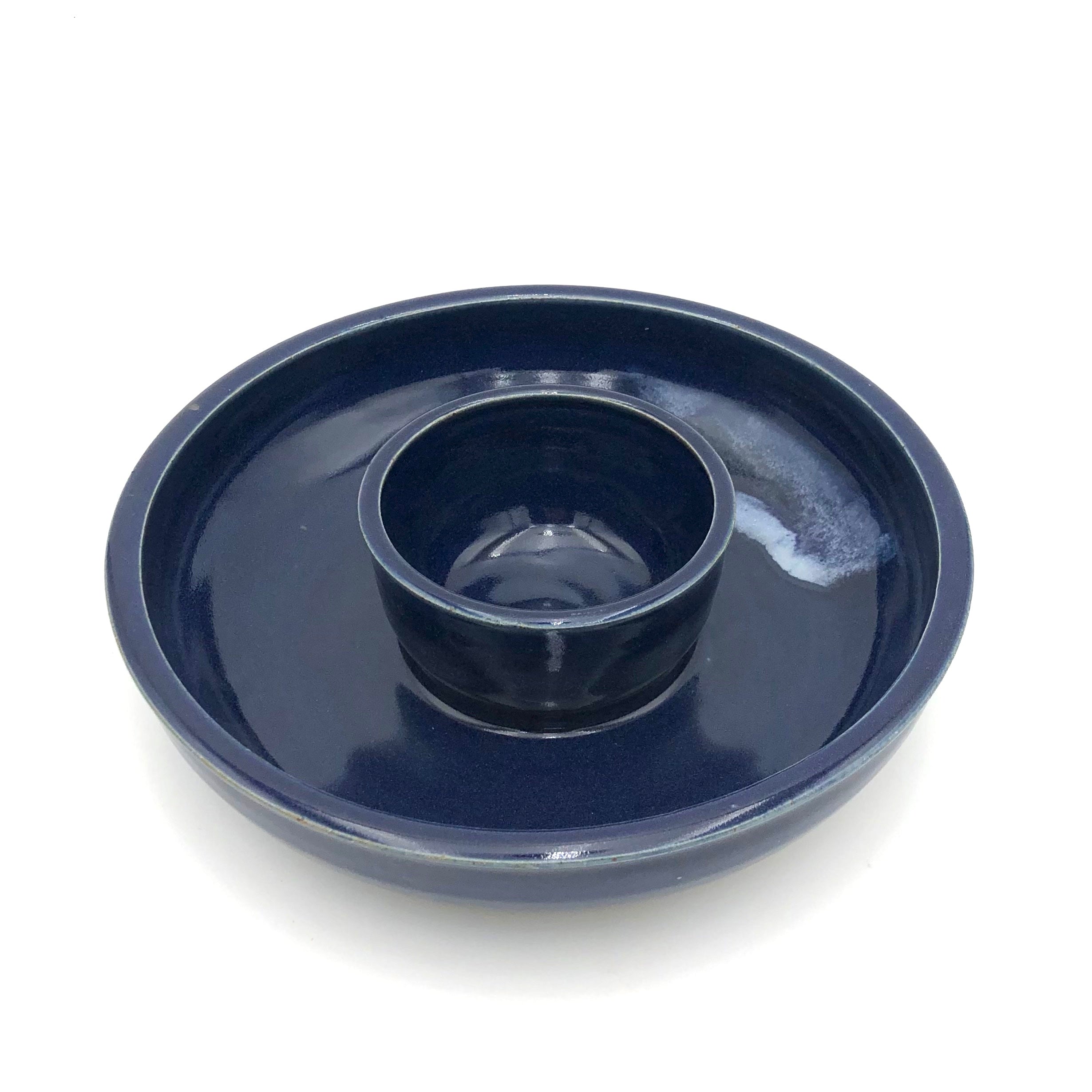 Premium Coburn Chip & Dip Serving Platter - Large Dark Blue with Splash Design - Perfect for Parties, Entertaining & Home Decor